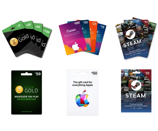 Sell Apple Steam RazerGold Xbox gift cards for Naira instantly